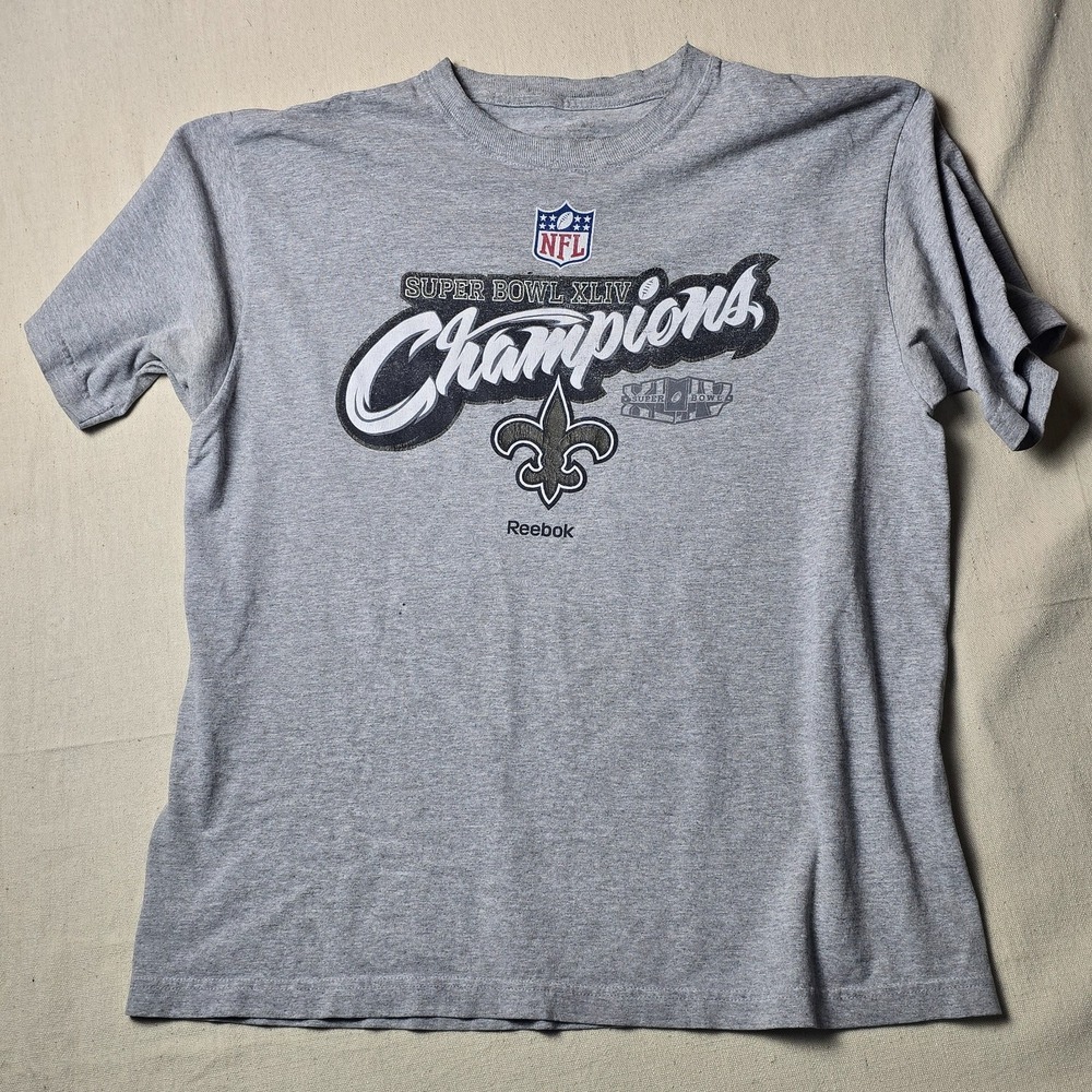 New Orleans Saints‎ XL T-Shirt Gray Reebok Super Bowl Champions NFL Used